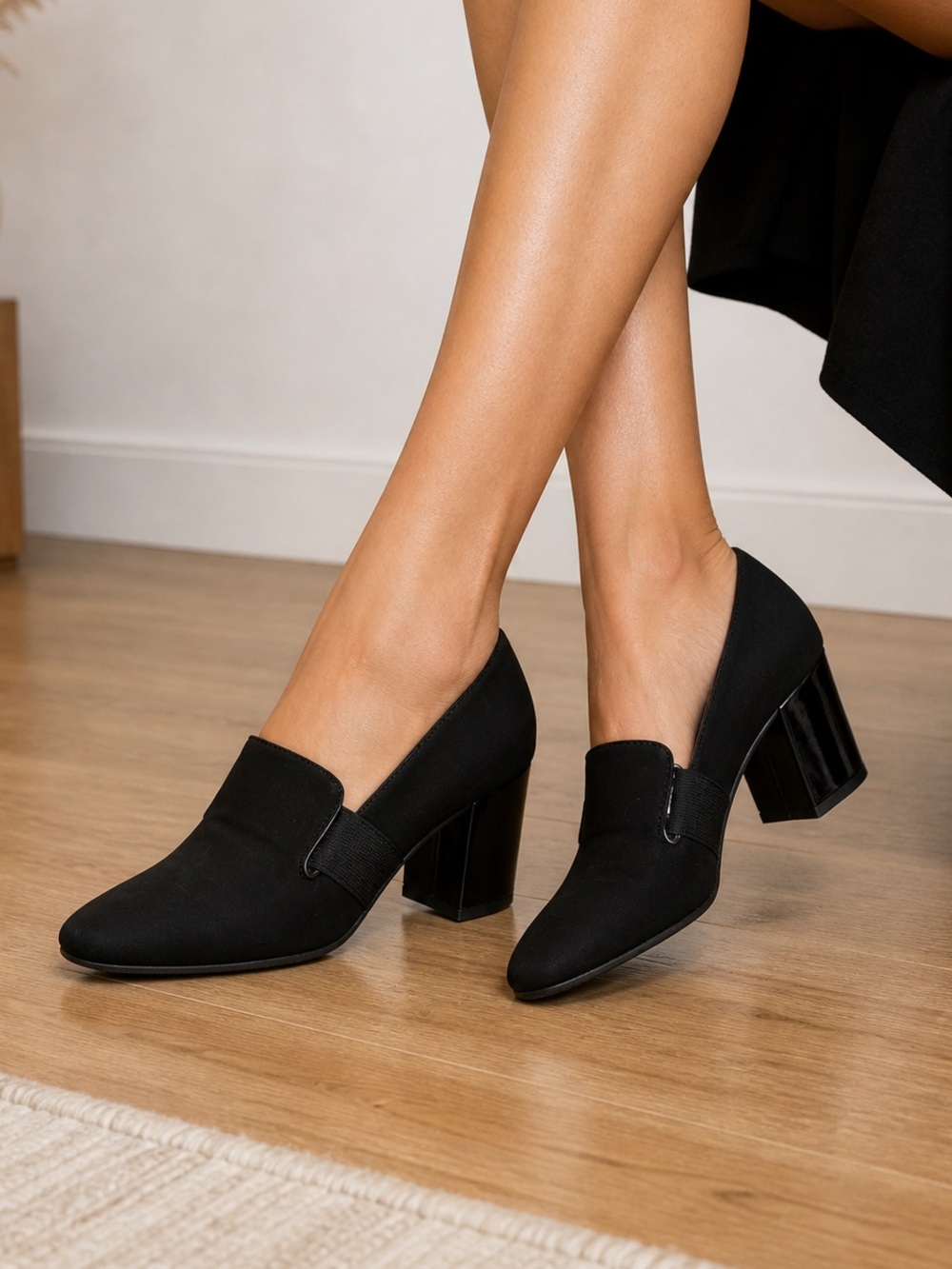 Bandolino Black Block Heel Slip-On Pumps